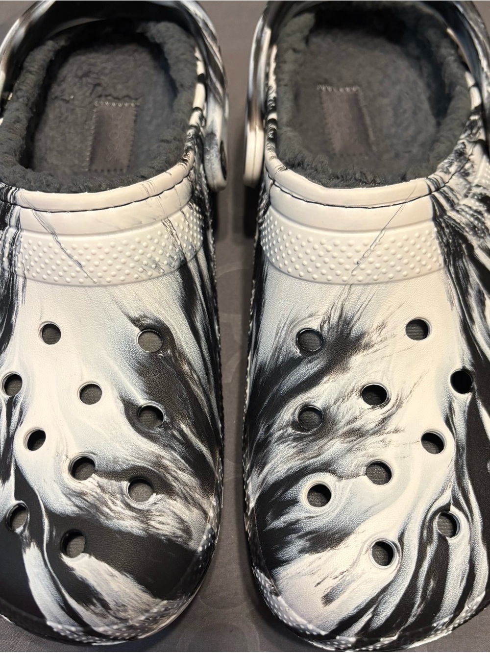 CROCS Classic Clog with Black and White Marble Print